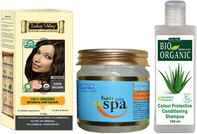 Indus Valley 100% Organic Botanical Dark Brown Semi-permanent Hair Color with Hair Eaze Spa and Colour Protection Shampoo Combo Pack(Set of 3)
Indus Valley 100% Organic Botanical Dark Brown Semi-permanent Hair Color with Hair Eaze Spa and Colour Protection Shampoo Combo Pack(Set of 3)