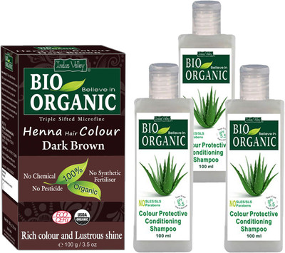 Indus Valley Bio Organic Dark Brown Henna Hair Color with 3 Set of Colour Protection Shampoo Combo Pack(Set of 4)
Indus Valley Bio Organic Dark Brown Henna Hair Color with 3 Set of Colour Protection Shampoo Combo Pack(Set of 4)
