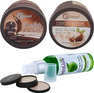 Nutriglow Skin radiance chocolate body scrub 1 , complete moisture body cream with 5in1 compact 1 and 1 Green apple toner(Set of 4)
Nutriglow Skin radiance chocolate body scrub 1 , complete moisture body cream with 5in1 compact 1 and 1 Green apple toner(Set of 4)