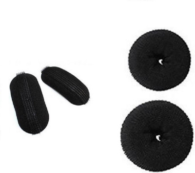 A J DISTRIBUTORS Hair Style DONUT Perfect BUN- JUDA Maker Tool For Women - Small&Medium- Black(Combo of 2) Bun (Black)AND 2 TIC-TAC CLIP Bun(Black)