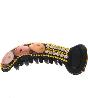 Anuradha Art Jewellery Party Wear Banana Clip Banana Clip(Black)