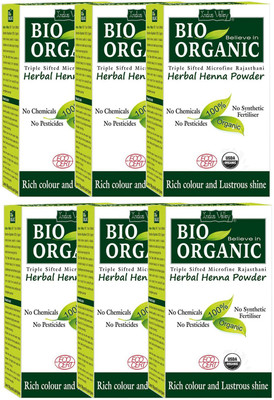 Indus Valley Bio Organic Herbal Henna Powder (Set of 6)(600 g)