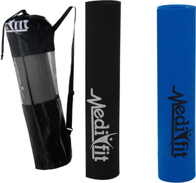 MEDIFIT COMBO OF 2 Yoga Mat Blue, Black 6 mm Yoga Mat, Black;blue
