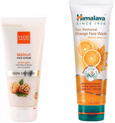 Himalaya Tan Removal Orange Face Wash, Walnut Face Scrub(Set of 2)