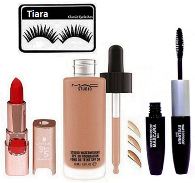 tiara Eyelashes , Mac Studio Waterweight Foundation With 9 to 5 Crease Less Lipstick,Mac Coloerbar mascara & Liquid Eyeliner 2 in(Set of 4)
tiara Eyelashes , Mac Studio Waterweight Foundation With 9 to 5 Crease Less Lipstick,Mac Coloerbar mascara & Liquid Eyeliner 2 in(Set of 4)