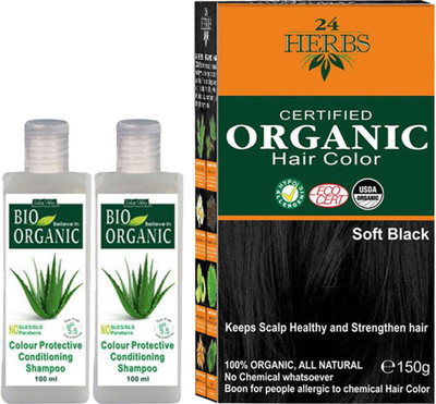 Indus Valley Combo pack of Organic 24 Herbs Soft Black Hair Color + 2 Color Protective Shampoo(Set of 3)
Indus Valley Combo pack of Organic 24 Herbs Soft Black Hair Color + 2 Color Protective Shampoo(Set of 3)