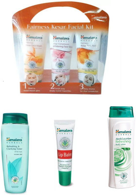 Himalaya FAIRNESS KESAR FACIAL KIT, LIP BLAM, AOLE CUCUMBER BODY LOTION , REFRESHING CLARIFYING TONER(Set of 4)
Himalaya FAIRNESS KESAR FACIAL KIT, LIP BLAM, AOLE CUCUMBER BODY LOTION , REFRESHING CLARIFYING TONER(Set of 4)