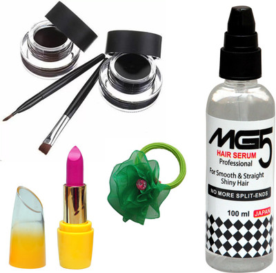 Music Flower Long Wear Gel Eyeliner Smudge Proof & Waterproof (Black And Brown ), MG5 Hair Serum, Lipstick and Band(Set of 4)
Music Flower Long Wear Gel Eyeliner Smudge Proof & Waterproof (Black And Brown ), MG5 Hair Serum, Lipstick and Band(Set of 4)
