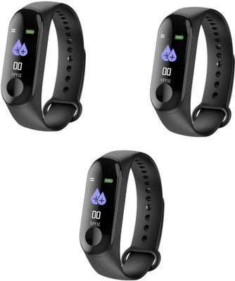ROQ Set Of 3 M3 Heart Rate Monitor Bluetooth enabled Sleep Monitor For Android iOS Fitness Band(Black, Pack of 3)