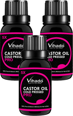 VIHADO 5X PRO Cold Pressed 100% Pure Castor Oil (15 ml) (PACK OF 3) Hair Oil(15 ml)
VIHADO 5X PRO Cold Pressed 100% Pure Castor Oil (15 ml) (PACK OF 3) Hair Oil(15 ml)
