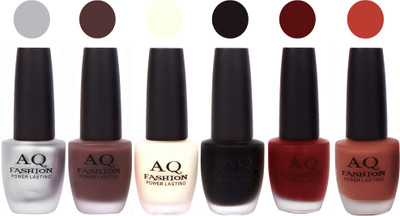 AQ Fashion Gel Velvet Matte Nail polish combo 6960 Multicolor(Pack of 6)