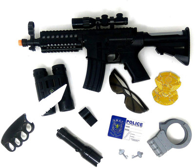 Anzal Police Toy Gun Set With Plastic Briefcase with Handcuffs for Kids