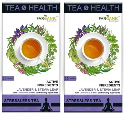 FARGANIC Tea And Health - Stressless Combo Lavender, Chamomile Green Tea Bags(50 Bags, Box)