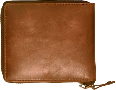 Justrack Men Tan Genuine Leather Money Clip(6 Card Slots)