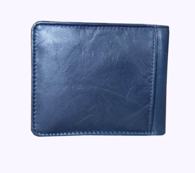 SAM Men Blue Genuine Leather Wallet(3 Card Slots)