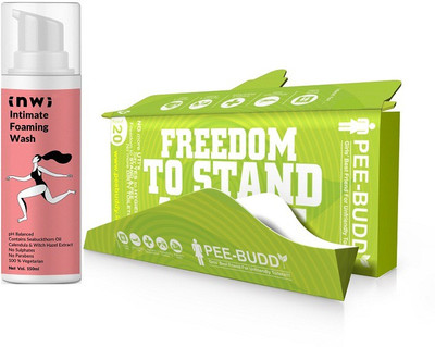 inwi Intimate Foaming Wash for Intimate Area - 150 ML free PeeBuddy Disposable Portable Female Urination Device - 10 Funnels(Set of 2)
inwi Intimate Foaming Wash for Intimate Area - 150 ML free PeeBuddy Disposable Portable Female Urination Device - 10 Funnels(Set of 2)