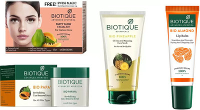 BIOTIQUE BIO Party Glow Facial Kit, Bio Papaya Revitalizing Tan Removal Scrub, Bio Pineapple Oil Control Foaming Face Wash, lip balm(Set of 4)
BIOTIQUE BIO Party Glow Facial Kit, Bio Papaya Revitalizing Tan Removal Scrub, Bio Pineapple Oil Control Foaming Face Wash, lip balm(Set of 4)