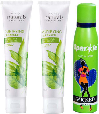 Avon Anew Two Purifying Cleanser Green Tea And Tea Tree Oil 100 ml with one sparkle perfume 150 ml(Set of 3)
Avon Anew Two Purifying Cleanser Green Tea And Tea Tree Oil 100 ml with one sparkle perfume 150 ml(Set of 3)