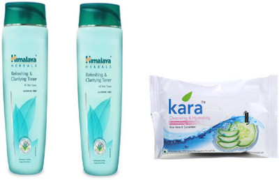 Himalaya REFRESHING CLARIFYING TONER , KARACLEANSING HYDRATING WIPES(Set of 3)