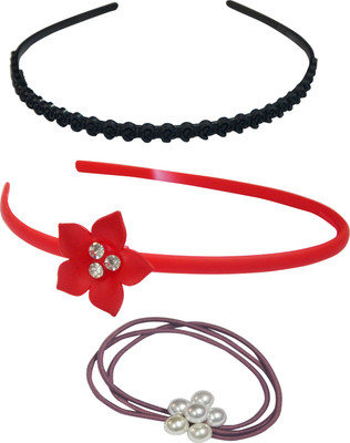 Angel Glitter Sweet Pink Daisy Flower Hair Band, Rubber Band(Red, Black)