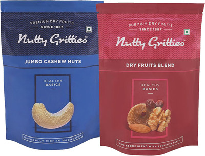 Nutty Gritties Jumbo Cashew Nuts and Dry Fruits Blend Combo(223 GMS each) Cashews, Assorted Fruits & Nuts(446 g, Pouch)
Nutty Gritties Jumbo Cashew Nuts and Dry Fruits Blend Combo(223 GMS each) Cashews, Assorted Fruits & Nuts(446 g, Pouch)