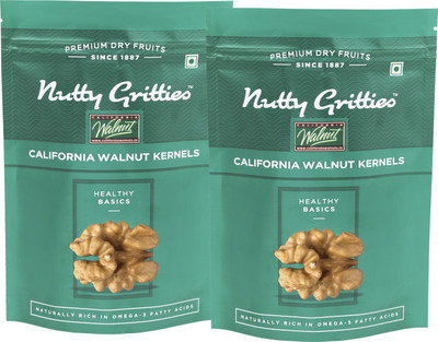 Nutty Gritties Californian Walnut Kernals - Pack of 2(223 GMS each) Walnuts(446 g, Pouch)