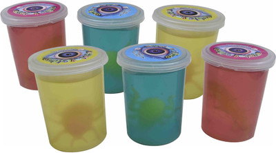 PTCMart Slime Crystal With Animal Figure Set Of 6 Multicolor Multicolor Putty Toy