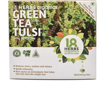 18 Herbs Green Tea with Tulsi Tulsi Green Tea Bags Drum(22 g)
