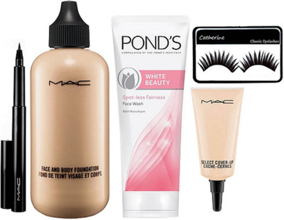 catherine eyelashes, mac face and body foundation, select coverup concealer, pen eyeliner, ponds white beauty spot-less face wash(Set of 5)
catherine eyelashes, mac face and body foundation, select coverup concealer, pen eyeliner, ponds white beauty spot-less face wash(Set of 5)