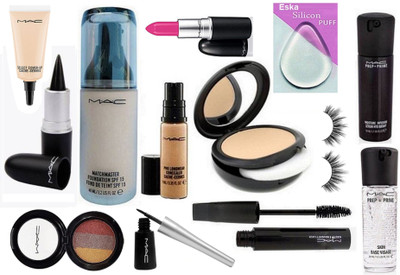 eska Silicon Puff,Mac MatchMaster Foundation SPF 15, Compact, Pro Longwear Concealer,Stick Kajal,Candy yu-yum Lipstick, Haute And Naughty Mascara, Select Cover-Up, FacePrimer, Liquid Eyeliner, 3 Color Eyeshadow, Face Serum, Eyelashes(Set of 13)
eska Silicon Puff,Mac MatchMaster Foundation SPF 15, Compact, Pro Longwear Concealer,Stick Kajal,Candy yu-yum Lipstick, Haute And Naughty Mascara, Select Cover-Up, FacePrimer, Liquid Eyeliner, 3 Color Eyeshadow, Face Serum, Eyelashes(Set of 13)
