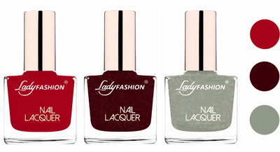 Lady Fashion Extra Shine Extra Long Stay Chip Resistant Nail Polish (set of 3) Dark Red,Maroon,Grey(Pack of 3)
Lady Fashion Extra Shine Extra Long Stay Chip Resistant Nail Polish (set of 3) Dark Red,Maroon,Grey(Pack of 3)