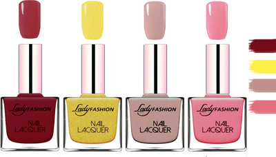Lady fashion Extra Shine Extra Long Stay Chip Resistant Nail Polish Voilet,Golden,Silky Purple,Silky Pink(Pack of 4)
Lady fashion Extra Shine Extra Long Stay Chip Resistant Nail Polish Voilet,Golden,Silky Purple,Silky Pink(Pack of 4)