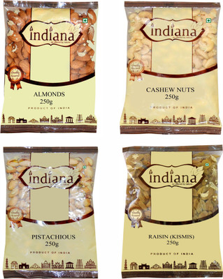 Indiana 100% Natural Dry Fruit Combo ( Almond 250g, Pistachios 250g, Cashewnut 250g & Get Raisin 250g) Assorted Nuts(1 kg, Pouch)
Indiana 100% Natural Dry Fruit Combo ( Almond 250g, Pistachios 250g, Cashewnut 250g & Get Raisin 250g) Assorted Nuts(1 kg, Pouch)