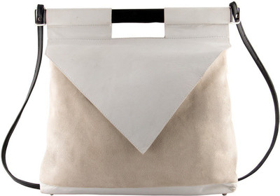 trysco Girls Casual White, Khaki Genuine Leather Sling Bag, Khaki;white