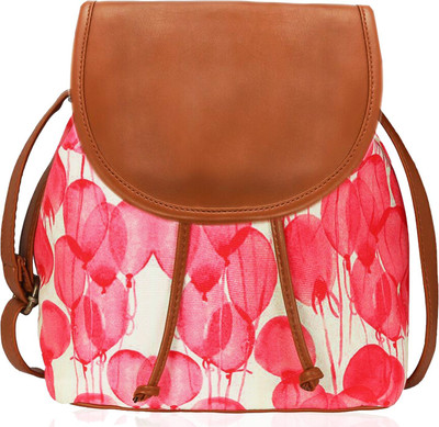 Kleio Women Casual Pink Canvas, PU Sling Bag