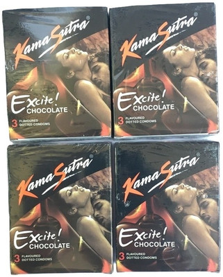 KamaSutra EXCITE CHOCOLATE PACK OF 4 Condom(Set of 4, 12S)