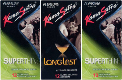 KamaSutra Superthin, Superthin, Longlast Condom(Set of 3, 36S)