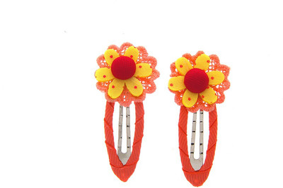 Anuradha Art Jewellery Hair Pin For Girls & Kids Tic Tac Clip(Orange)