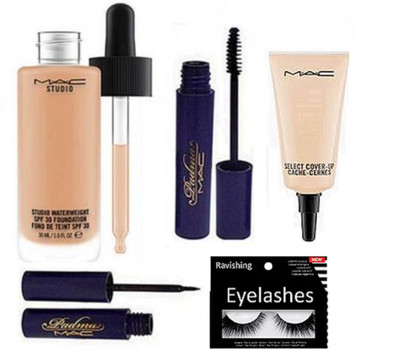ravishing Eyelashes, Mac studio Water weight Foundation & select cover up concealer, Padma Eyeliner & Mascara(Set of 5)
ravishing Eyelashes, Mac studio Water weight Foundation & select cover up concealer, Padma Eyeliner & Mascara(Set of 5)