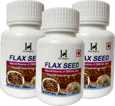 Herbsjoy Flaxseed Oil Capsules, Extra Virgin Cold Pressed Oil 500mg (180 NO)(500 mg)
Herbsjoy Flaxseed Oil Capsules, Extra Virgin Cold Pressed Oil 500mg (180 NO)(500 mg)