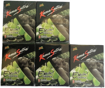 KamaSutra GRAPES PACK OF 5 Condom(Set of 5, 15S)