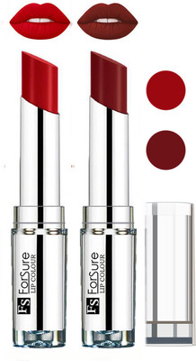 Forsure Full Day Lasting Velevt Matte Lipstick (Set of 2)(Sweet Red, Wine)
