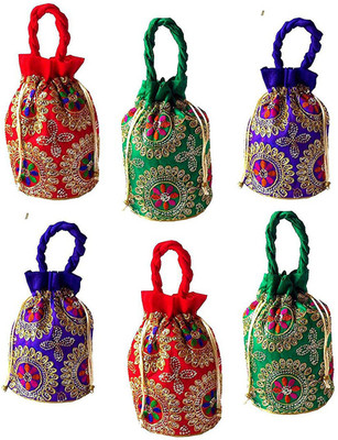 Dms Retail Multicolored Combo Of 6 Ethnic Brocade And Jardosh Silk Embroidered Potli Bag For Women And Girls Potli(Multicolor) 
Dms Retail Multicolored Combo Of 6 Ethnic Brocade And Jardosh Silk Embroidered Potli Bag For Women And Girls Potli(Multicolor)