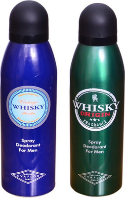 WHISKY BLUE & GREEN Deodorant Spray - For Men(200 ml, Pack of 2) 
WHISKY BLUE & GREEN Deodorant Spray - For Men(200 ml, Pack of 2)