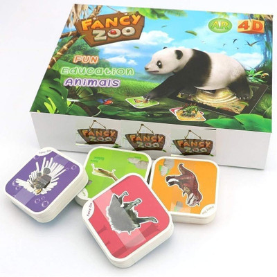 Geniebox Fancy Zoo augmented reality 4D Card Game for Kids(Yellow)
