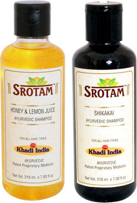 Srotam Honey & Lemon Juice Shampoo AND Shikakai Shampoo- ( Set of 1 Bottle Each 210 ML)(420 ml)