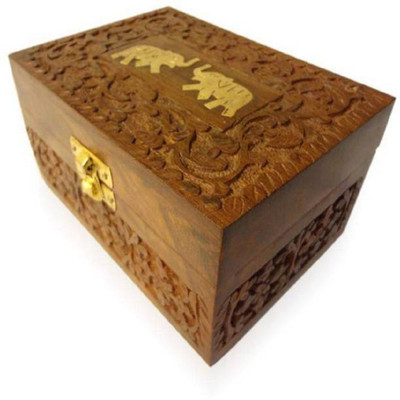 Triple S Handicrafts Crafted Elephant Printed Vanity Box Makeup and Jwellery Vanity Box(Multicolor)