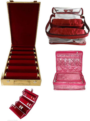 Aditi Collection combo of new desinger 6roll bangle box with Satin 2 roll bangle box and satin jewellery Pouch and Earring Box vanity box Vanity Box(Multicolor)
Aditi Collection combo of new desinger 6roll bangle box with Satin 2 roll bangle box and satin jewellery Pouch and Earring Box vanity box Vanity Box(Multicolor)