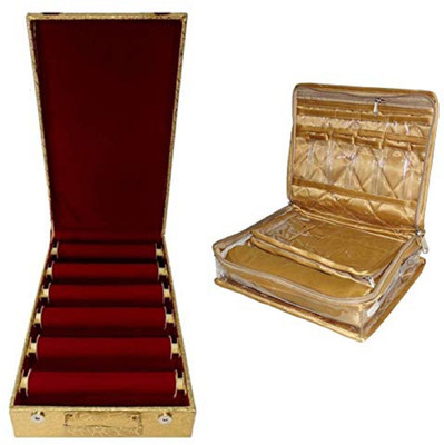 Aditi Collection combo of new desinger 6roll bangle box with jewellery pouch vanity box Vanity Box(Multicolor)