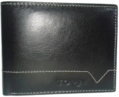 TOUGH Men Black Genuine Leather Wallet(7 Card Slots)
